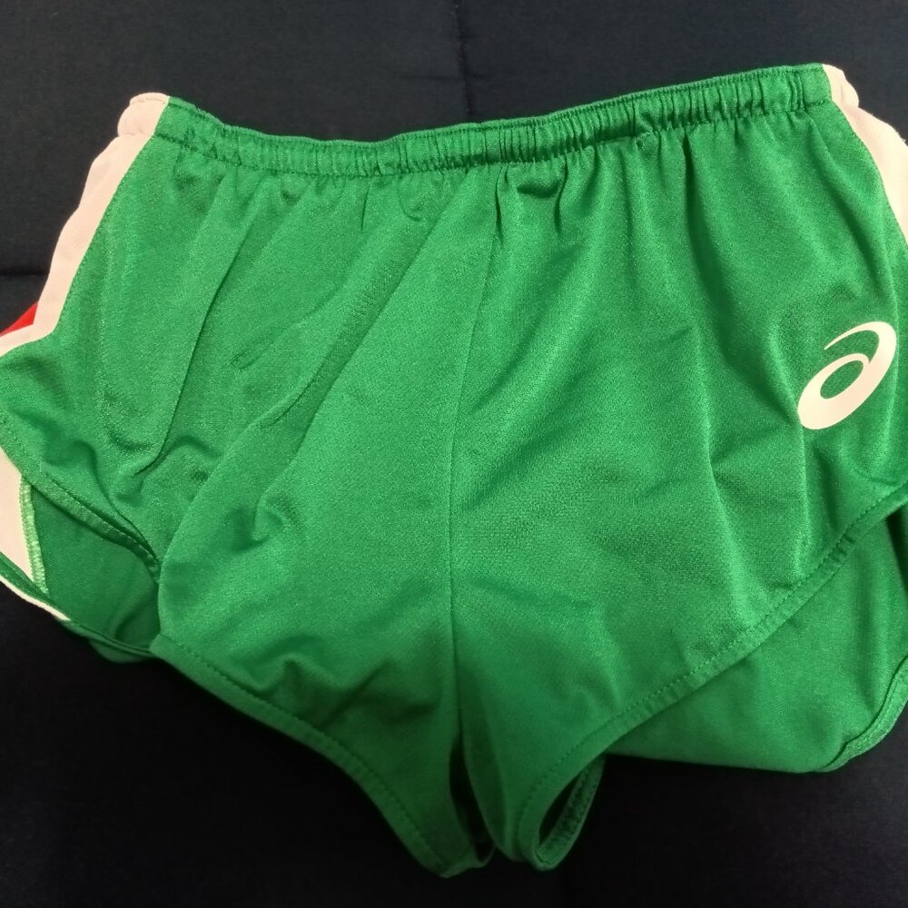 VINTAGE ASICS RUNNING SHORTS, GREEN, ASIAN SIZE "O" (32-33") - (Pre-Owned)